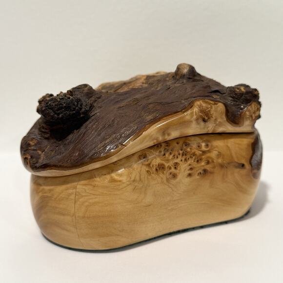 Kris Sacksteder Handmade Yellow Burl Wood Lidded Trinket Box Weird Woods Seattle - Picture 1 of 12